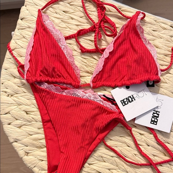 Beach Riot Red and Pink Bikini Set - Picture 1 of 3
